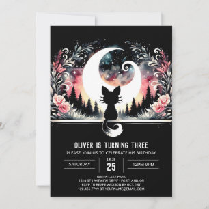 Adortable moderne Katze Geburtstag Einladung