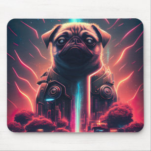 Adortable Mops in futuristischem Robot-Kostüm Mousepad