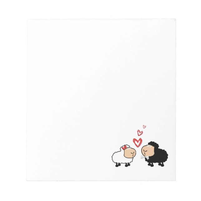 Adortable niedliche Cartoon Schafe in der Liebe Notizblock (Vorderseite)