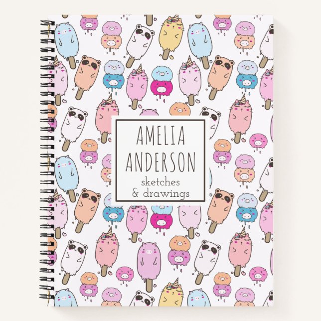 Adortable Niedliche Kawaii Farm Animals Individuel Notizbuch (Vorderseite)