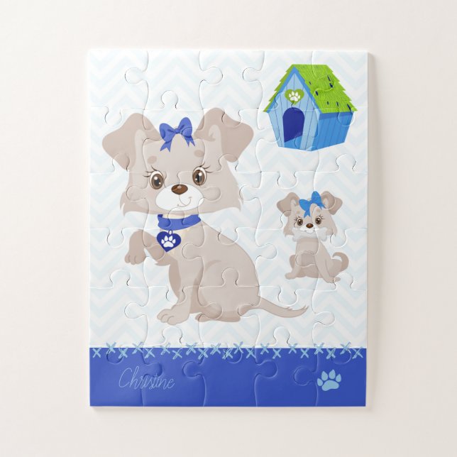 Adortable Niedliche Mommy Dog mit Welpenkind (Vertikal)