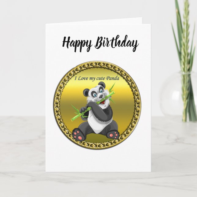 Adortable niedliche Panda Bambus essen immergrün Karte (Vorderseite)