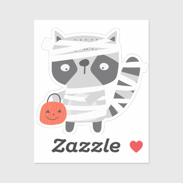 Adortable niedliche Raccoon Halloween Mummy Aufkleber (Blatt)