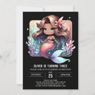 Adortable Ocean Mermaid Geburtstag Einladung