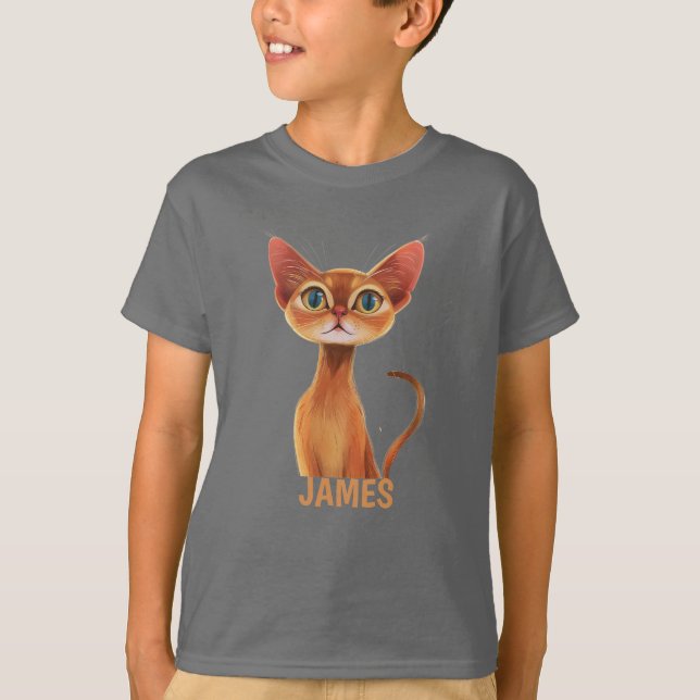 Adortable Orange Abyssinian Cat Personalisiert T-Shirt (Vorderseite)