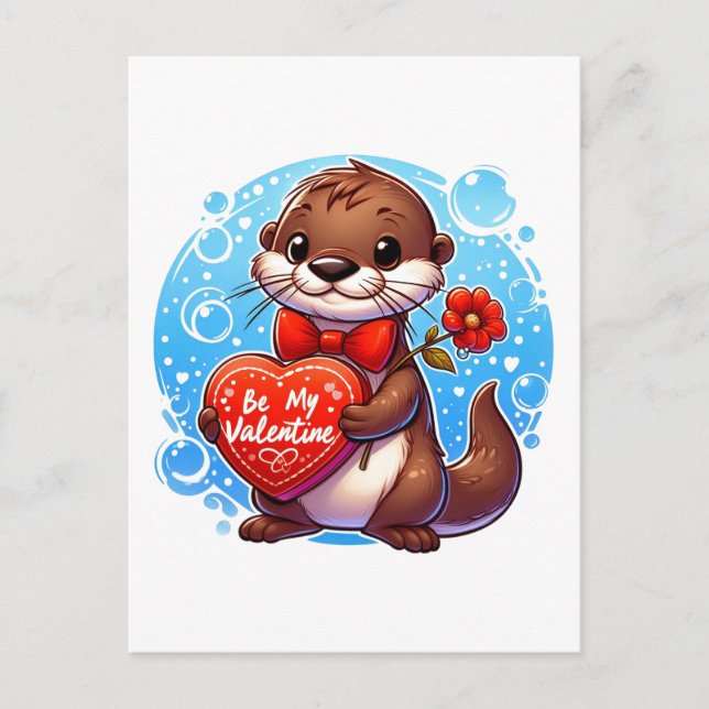 Adortable Otter ist mein Valentine Postkarte (Vorderseite)