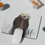 Adortable Otter Niedliches Personalisiertes Monogr Mousepad<br><div class="desc">This design was created though digital art. It may be personalized in the area provide or customizing by choosing the click to customize further option and changing the name, initials or words. You may also change the text color and style or delete the text for an image only design. Kontakt...</div>
