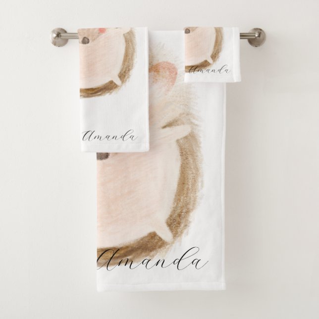 Adortable Pastelsafari niedliche Monogramm für Mäd Badhandtuch Set (Insitu)