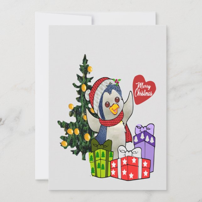 Adortable Penguin Weihnachtskarte Feiertagskarte (Vorderseite)
