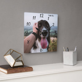 Adortable Personalisierte Hunde Foto Square Wall C Quadratische Wanduhr