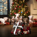 Adortable Pitties Rich Red Christmas Dovers Liebha Geschenkpapier<br><div class="desc">Niedliche Pitbull Terrier Welpen sind bereit und gewartet für Weihnachten,  tiefgründige Farben mit Weihnachtsgeschenken und roten Bändern. Wunderbares Weihnachtspapier,  um Ihre Geschenke in diesem Jahr zu verpacken,  ein Muss für Liebhaber von Pitbullfamilien oder Hundefreunden - A © WhimsicalArtwork™ original -</div>