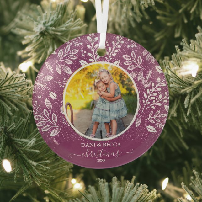 Adortable Plum Christmas Foto Keepake Ornament Aus Glas (InSitu)