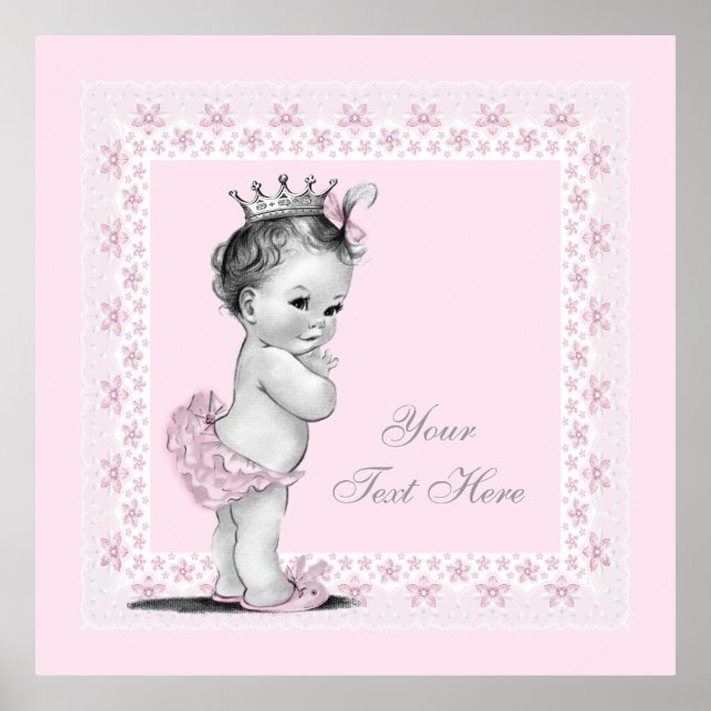 Adortable Princess Pink Vintag Baby Girl Poster (Vorne)