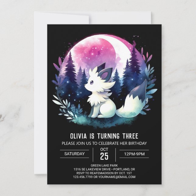 Adortable Printable Wolf Birthday Einladung (Vorderseite)