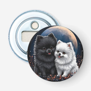 Adortable Puppies aus Schwarz und Weiß Flaschenöffner