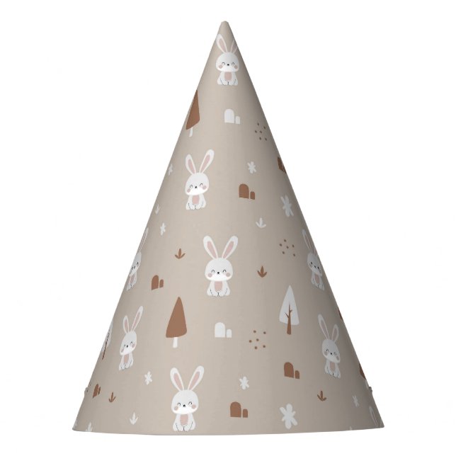 Adortable Rabbit Kids Pattern Party Hat Partyhütchen (Vorderseite)