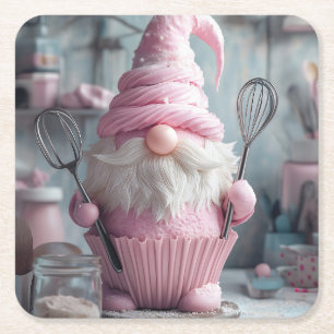 Adortable rosa Backen Gnome Cupcake Rechteckiger Pappuntersetzer