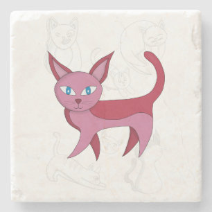 Adortable rosa Katze und Kitten Doodles Duvet Cove Steinuntersetzer