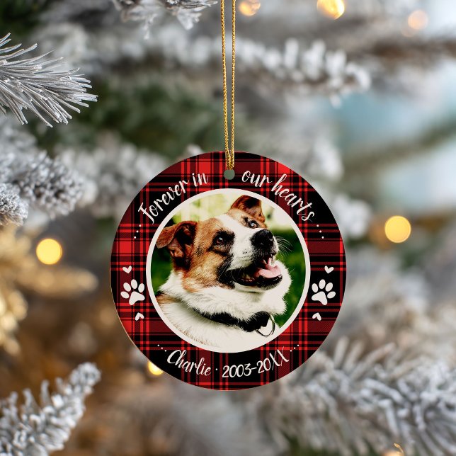 Adortable Rustic Dog Pet Memorial Custom Foto Keramik Ornament (Von Creator hochgeladen)