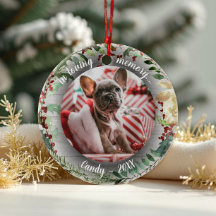 Adortable Rustic Dog Pet Memorial Custom Foto Keramik Ornament