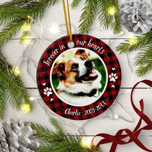 Adortable Rustic Dog Pet Memorial Custom Foto Keramik Ornament (Von Creator hochgeladen)