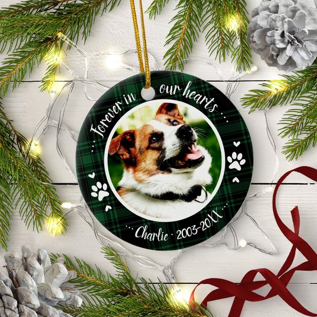 Adortable Rustic Dog Pet Memorial Custom Foto Keramik Ornament (Von Creator hochgeladen)