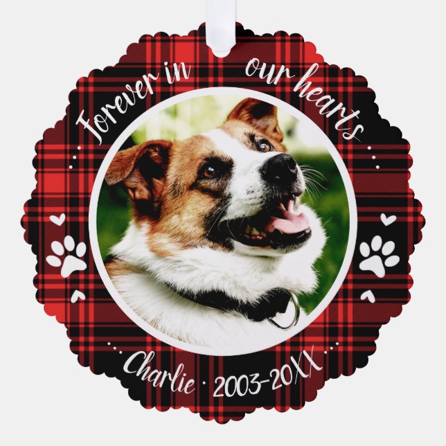 Adortable Rustic Dog Pet Memorial Custom Foto Ornament Karte (Vorderseite)