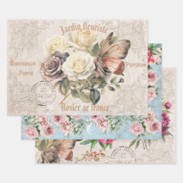 Adortable rustikale Vintage Franz Jardin fleuriste Geschenkpapier Set