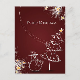 Adortable Snowman Weihnachten Postkarte
