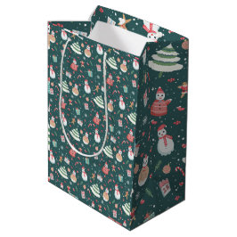 Adortable Snowman Weihnachtsmuster Mittlere Geschenktüte