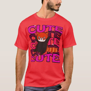 Adortable Tiere Niedlich Rot Panda Rosa Farbe T-Shirt
