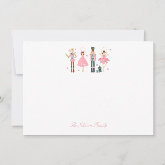 Adortable Weihnachten Pink Nutcracker Mitteilungskarte (Vorderseite)