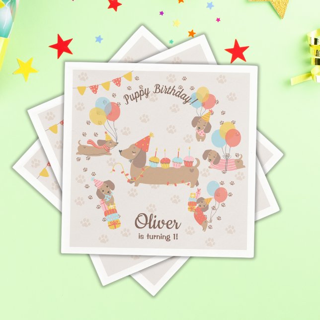 Adortable Welppy Birthday Pawty Serviette (Von Creator hochgeladen)