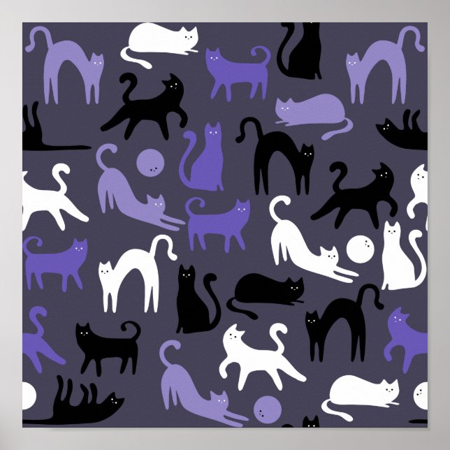 Adortable Yoga Niedlich Cat Posen Poster (Vorne)