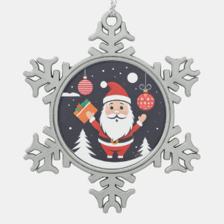 Adortable Zinnwein Weihnachten Schneeflocken Zinn-Ornament