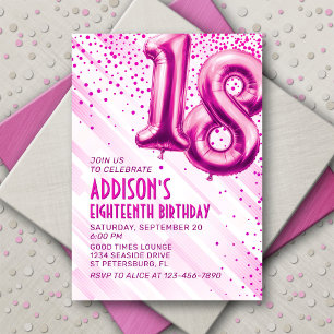 Ados Filles rose 18e anniversaire Invitation