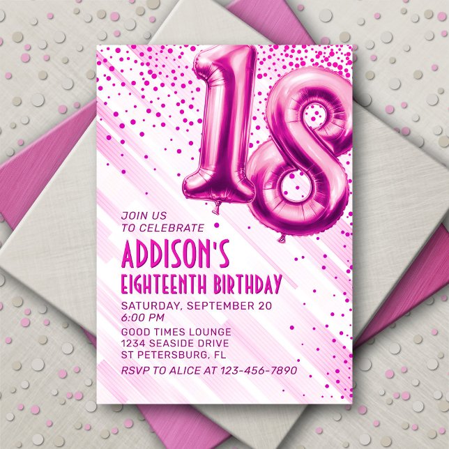 Ados Filles rose 18e anniversaire Invitation (Créateur téléchargé)