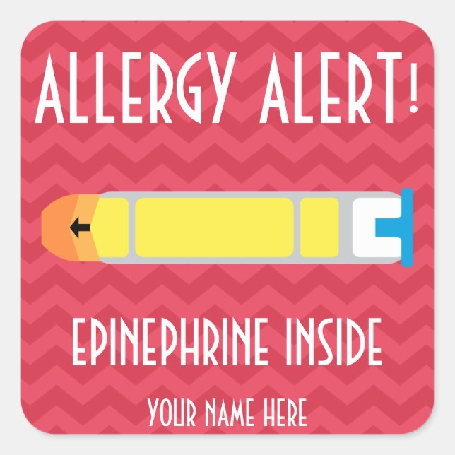 Adrenalin-Allergie-Alarm-Aufkleber Quadratischer Aufkleber (Vorderseite)