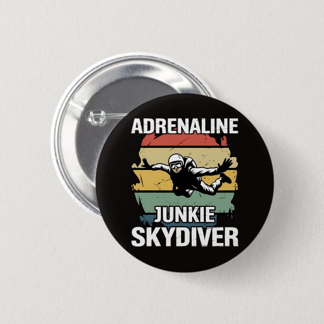 Adrenalin-Junkie-Fallschirmspringer Button (Vorne & Hinten)