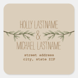 Adress-Aufkleber für Evergreen Branches Quadratischer Aufkleber