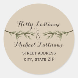 Adress-Aufkleber für Evergreen Branches Runder Aufkleber
