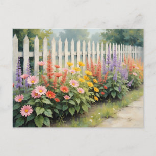 Adressänderungsblumen Zaun Wasserfarbenstil Postkarte