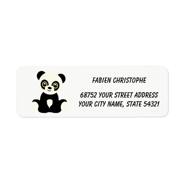 Adressaufkleber für Rückversand. Panda. (Vorne)