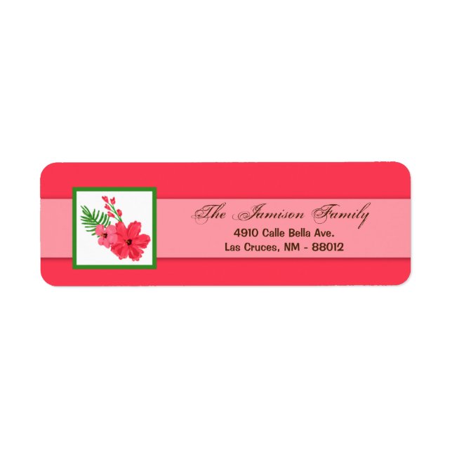 Adresse de retour de .75"x2.25" Étiquette Hibiscus (Devant)