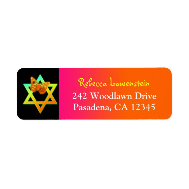 Adresse de retour du néon papillon Étiquette 2 (Devant)