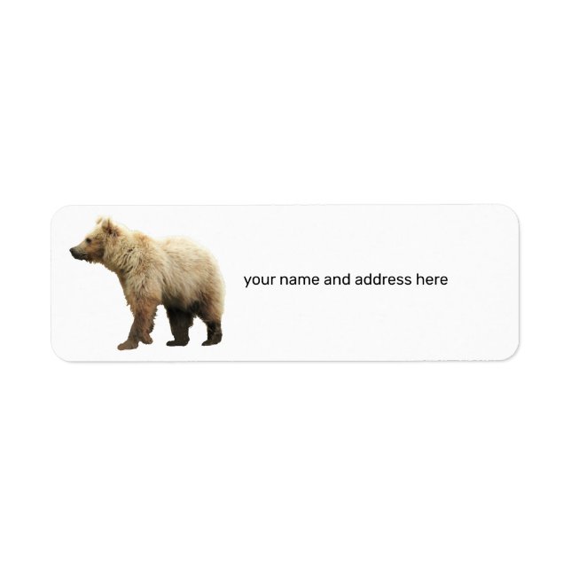 Adresse de retour Étiquette avec ourson grizzli (Devant)