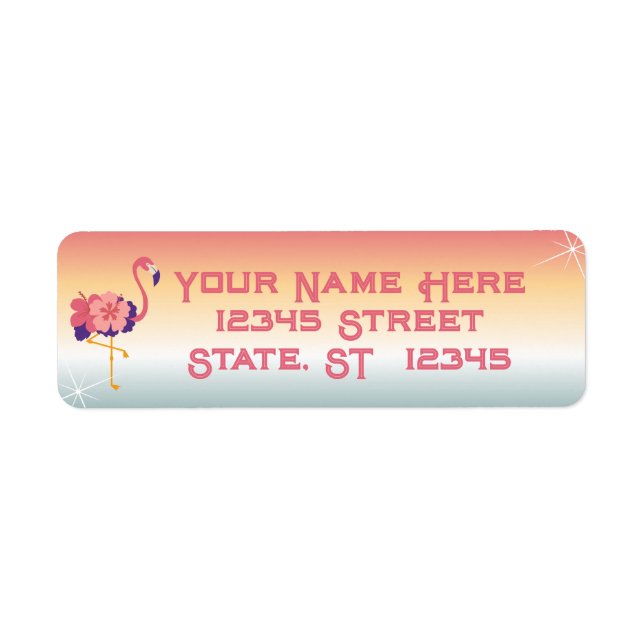 Adresse de retour Étiquette Stickers Flamant rose  (Devant)