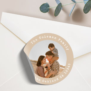 Adresse de retour Famille Photo Sticker rond class