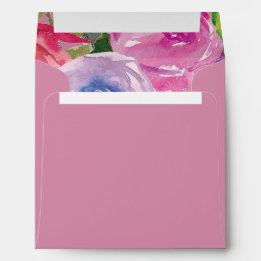 Adresse de retour florale aquarelle rose violet