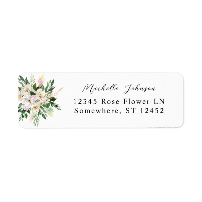Adresse de retour rose et jaune Floral Étiquette 3 (Devant)